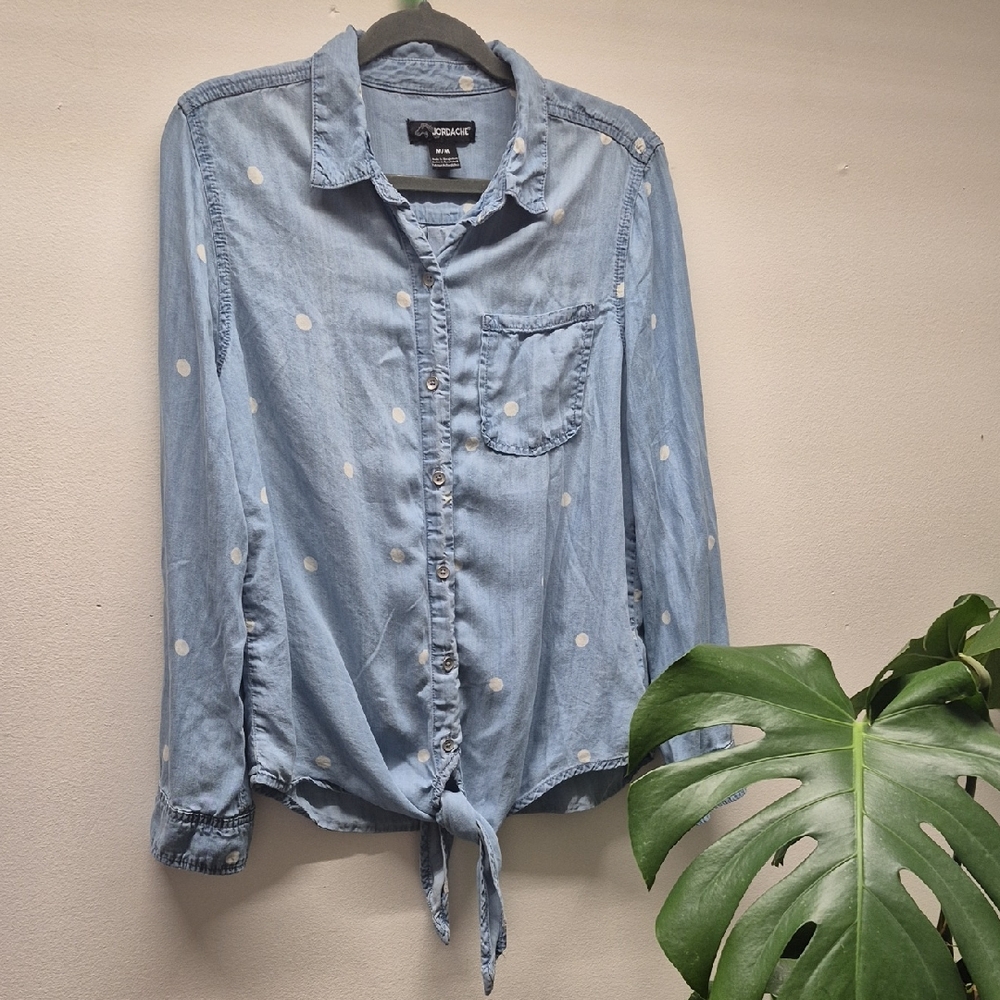 Jordache Light Blue Polka Dot Women's Top